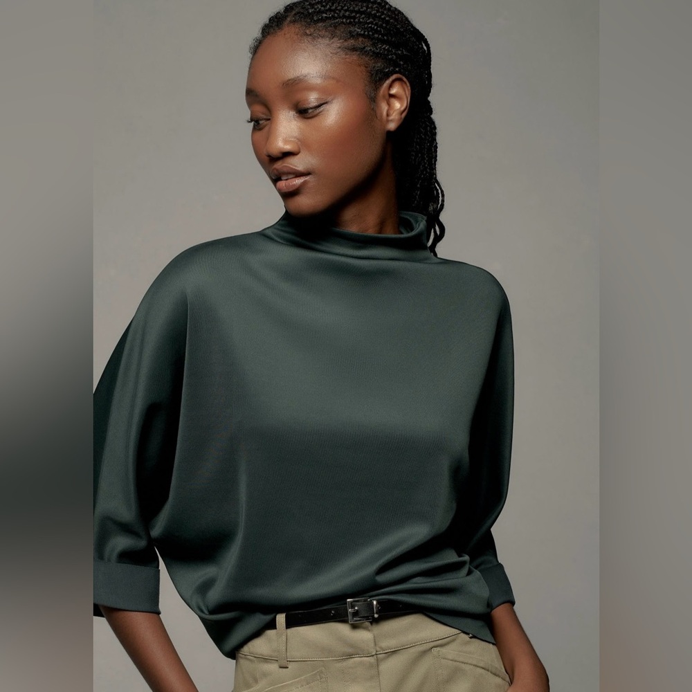 NWT By Anthropologie Mock-Neck Three Quarter Top